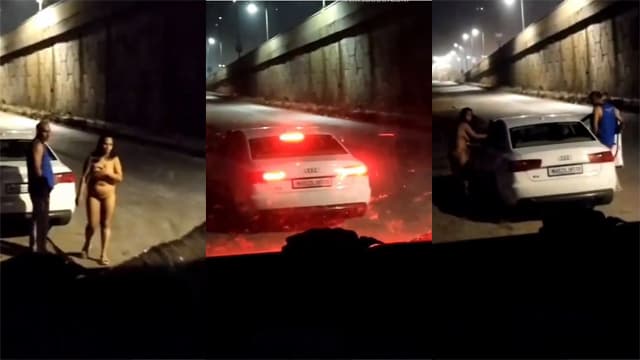 Indian Cheating Wife Driver on The Road Video HD