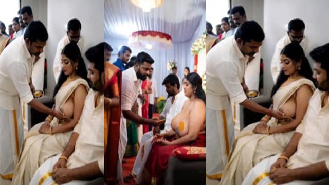 Kerala Malayali Woman Performing A Ritual Involving Breast Fondling
