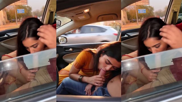 Indian Girl Giving Sloppy Blowjob In Car
